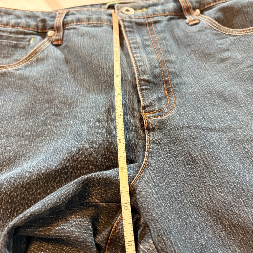 French Cuff Wide Leg Jeans Womens Size 12 Blue Stretch Denim Dark Wash Trousers - Picture 8 of 10